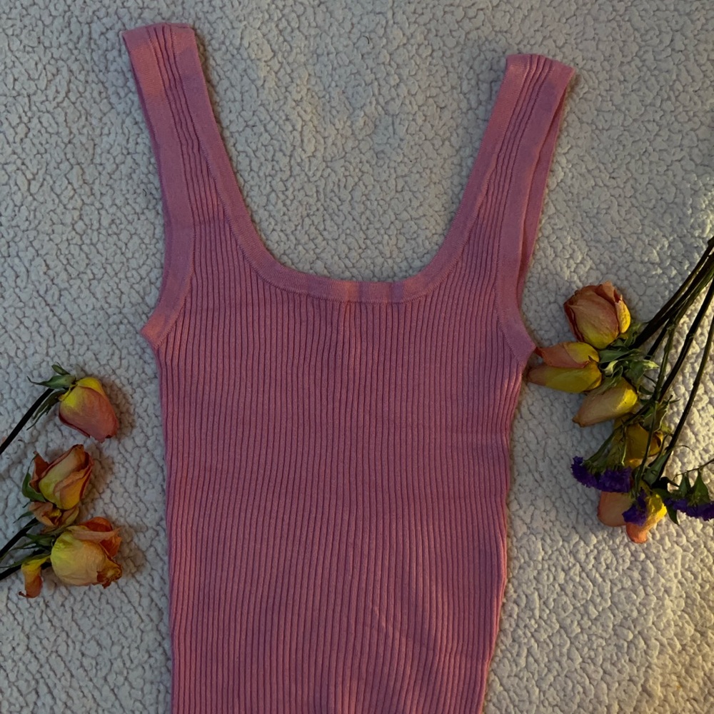 H&M Pink Ribbed Tank Top